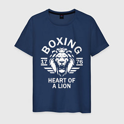 Футболка хлопковая мужская Бокс - сердце льва, цвет: тёмно-синий