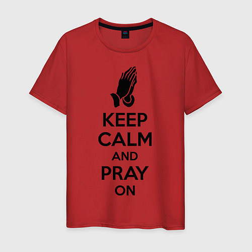 Мужская футболка Keep Calm & Pray On / Красный – фото 1