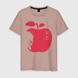 Футболка хлопковая мужская Тетрадь Смерти - Рюк и яблоко, цвет: пыльно-розовый