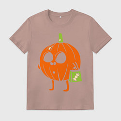 Футболка хлопковая мужская Тыква с пакетом, цвет: пыльно-розовый