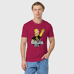 Футболка хлопковая мужская Rock n Roll, цвет: маджента — фото 2