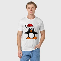 Футболка хлопковая мужская Новогодний пингвин, цвет: белый — фото 2