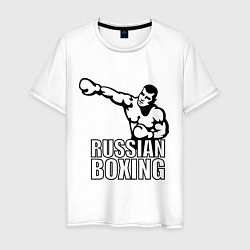 Футболка хлопковая мужская Russian boxing, цвет: белый