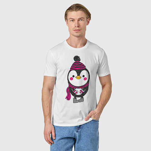 Мужская футболка Пингвин в валенках / Белый – фото 3