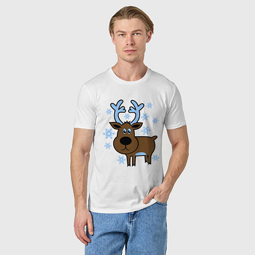 Мужская футболка Олень и снежинки / Белый – фото 3