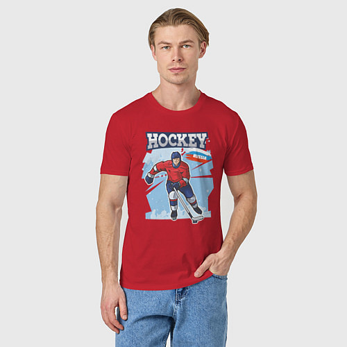 Мужская футболка Хоккей Russia / Красный – фото 3