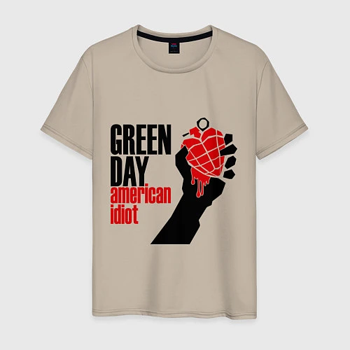 Мужская футболка Green Day: American idiot / Миндальный – фото 1