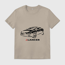 Футболка хлопковая мужская Mitsubishi lancer, цвет: миндальный