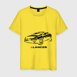 Футболка хлопковая мужская Mitsubishi lancer, цвет: желтый