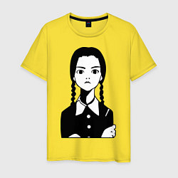 Футболка хлопковая мужская Wednesday Addams, цвет: желтый