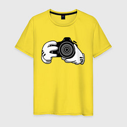 Футболка хлопковая мужская Фотограф, цвет: желтый