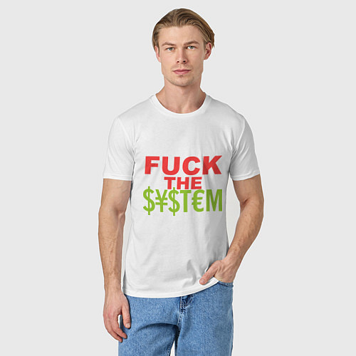 Мужская футболка Fuck the money system / Белый – фото 3