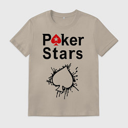 Футболка хлопковая мужская Poker Stars, цвет: миндальный