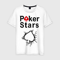 Футболка хлопковая мужская Poker Stars, цвет: белый