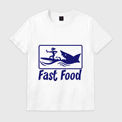 Футболка хлопковая мужская Shark fast food, цвет: белый