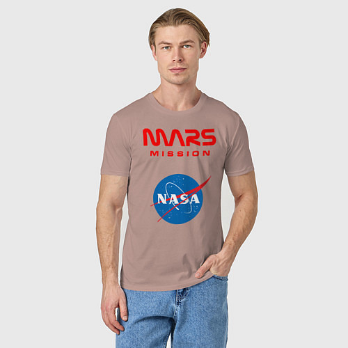 Мужская футболка Nasa Mars mission / Пыльно-розовый – фото 3