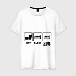 Футболка хлопковая мужская Eat Sleep More sleep, цвет: белый