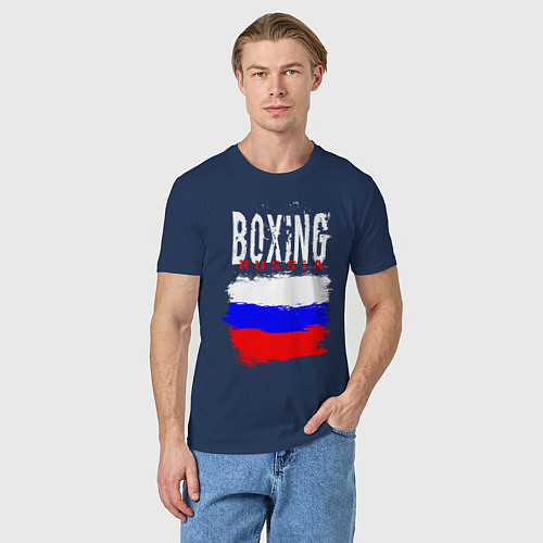 Мужская футболка Бокс Россия / Тёмно-синий – фото 3