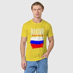 Футболка хлопковая мужская Бокс Россия, цвет: желтый — фото 2
