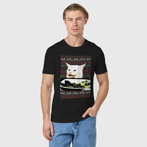 Мужская футболка Woman Yelling at a Cat / Черный – фото 3
