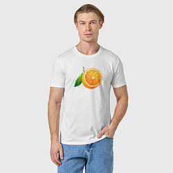 Футболка хлопковая мужская Апельсин, цвет: белый — фото 2