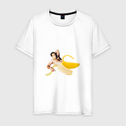 Футболка хлопковая мужская Николас Кейдж в банане, цвет: белый
