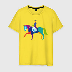 Футболка хлопковая мужская Всадник на коне, цвет: желтый
