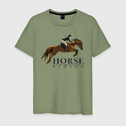 Футболка хлопковая мужская HORSE RIDING, цвет: авокадо