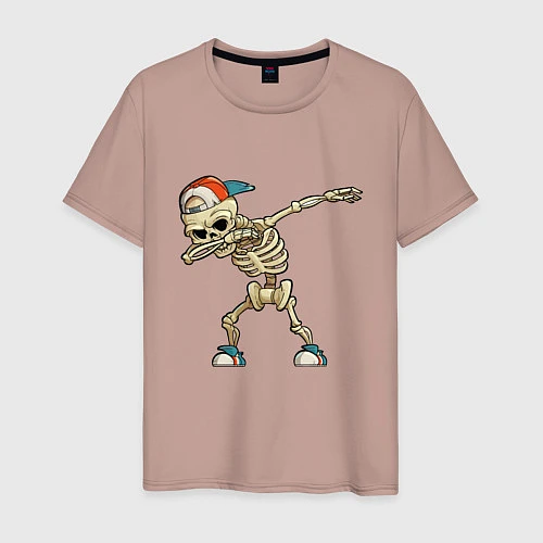 Мужская футболка Dab Skeleton / Пыльно-розовый – фото 1