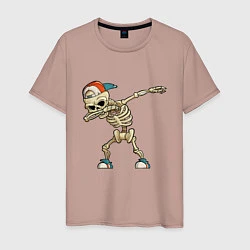 Футболка хлопковая мужская Dab Skeleton, цвет: пыльно-розовый