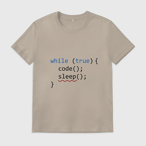 Мужская футболка Code - sleep / Миндальный – фото 1