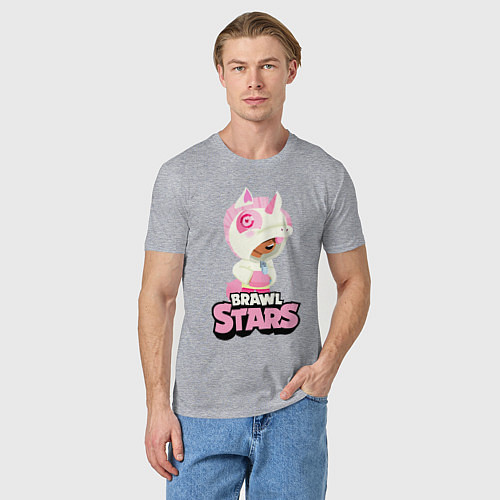 Мужская футболка Leon Unicorn Brawl Stars / Меланж – фото 3