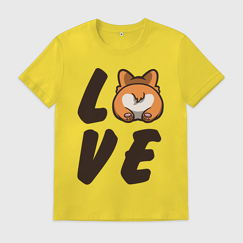 Мужская футболка Love Corgi / Желтый – фото 1