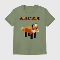 Футболка хлопковая мужская Minecraft - лиса, цвет: авокадо