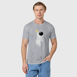 Футболка хлопковая мужская Космонавт и звезда, цвет: меланж — фото 2