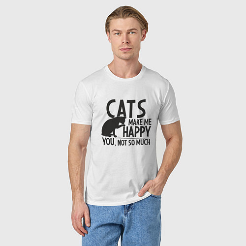 Мужская футболка Коты делают меня счастливым / Белый – фото 3