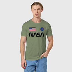 Футболка хлопковая мужская NASA НАСА, цвет: авокадо — фото 2