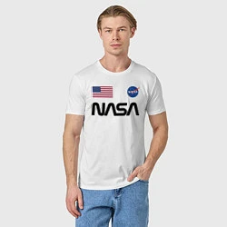 Футболка хлопковая мужская NASA НАСА, цвет: белый — фото 2