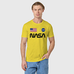 Футболка хлопковая мужская NASA НАСА, цвет: желтый — фото 2