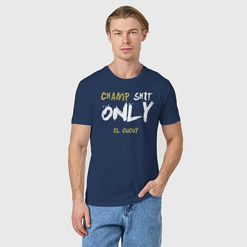 Мужская футболка Champ shit only / Тёмно-синий – фото 3