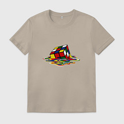 Футболка хлопковая мужская Кубик Рубика, цвет: миндальный