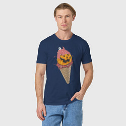 Футболка хлопковая мужская Pumpkin IceCream, цвет: тёмно-синий — фото 2