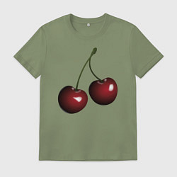 Футболка хлопковая мужская Вишня, цвет: авокадо