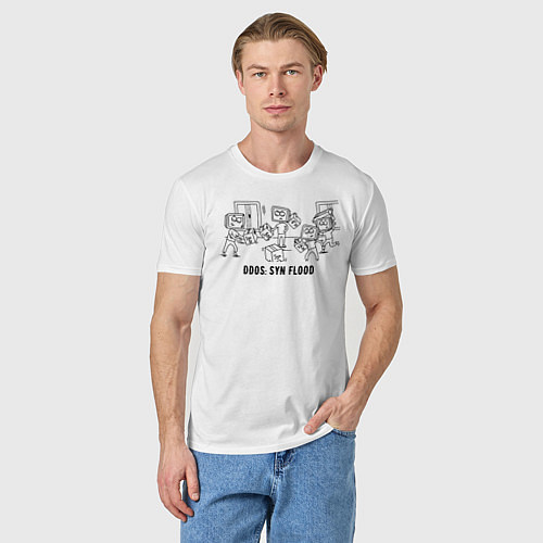 Мужская футболка DDoS: SYN Flood / Белый – фото 3