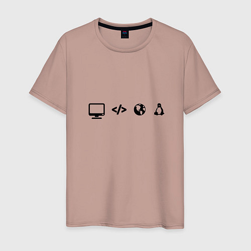 Мужская футболка LINUX / Пыльно-розовый – фото 1