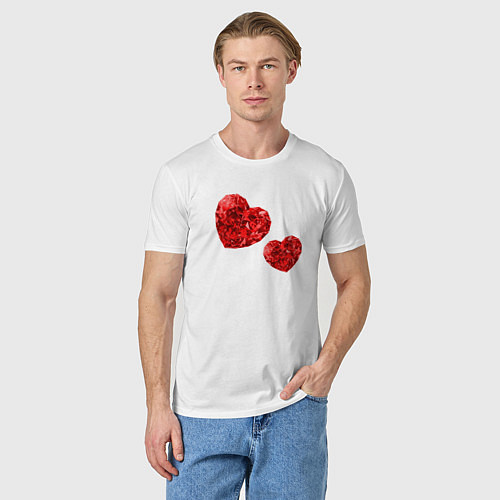 Мужская футболка Рубиновые сердца / Белый – фото 3