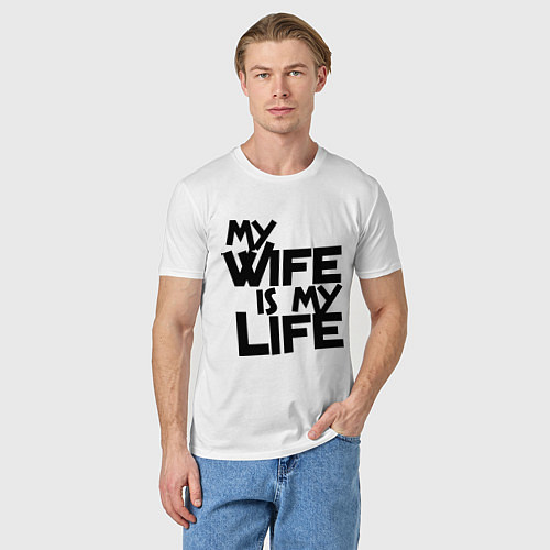 Мужская футболка My wife is my life (моя жена - моя жизнь) / Белый – фото 3