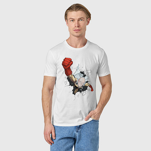 Мужская футболка One-Punch Man, Ванпанчмен / Белый – фото 3