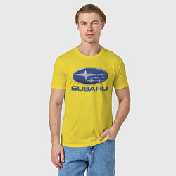 Футболка хлопковая мужская SUBARU, цвет: желтый — фото 2