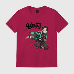 Футболка хлопковая мужская KIMETSU NO YAIBA, цвет: маджента